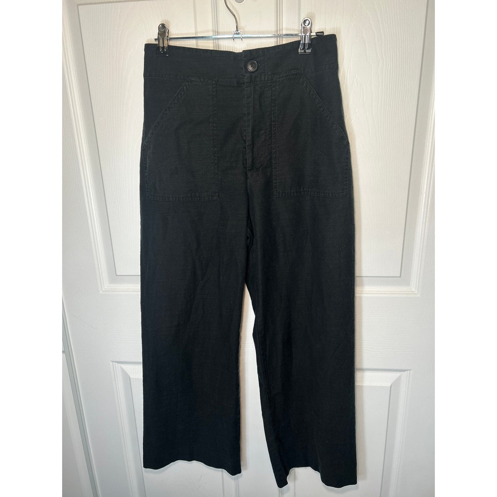 Maeve Anthropologie Black Crop Utility‎ Kick Flare Pants Size 6 High Rise